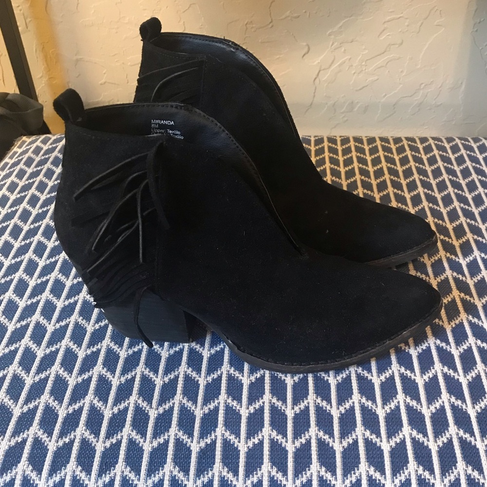 Black Booties with Fringe